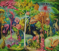 surreal forest in vivid colours