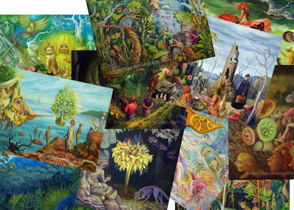 mosaic of several different images from paintings