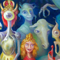 gathering of strange figures eager to be off
