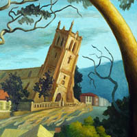 Landscape with Melting Church  - oil on canvas  60cm x 40cm 